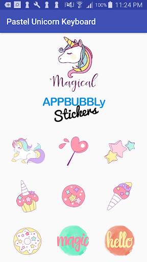 Pastel Unicorn Words Keyboard Stickers for Gboard screenshot 2