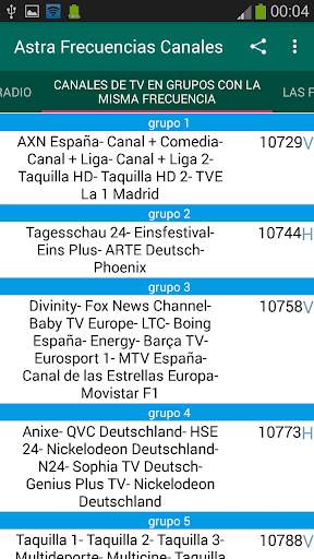 Frecuencias Canales ASTRA screenshot 3