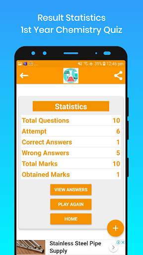1st Year Chemistry MCQs Quiz screenshot 7