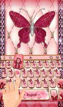 Pink Sparkling Diamond Butterfly Keyboard Theme screenshot 3