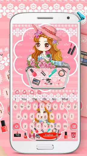 Makeup Cute Girl Keyboard Theme screenshot 2