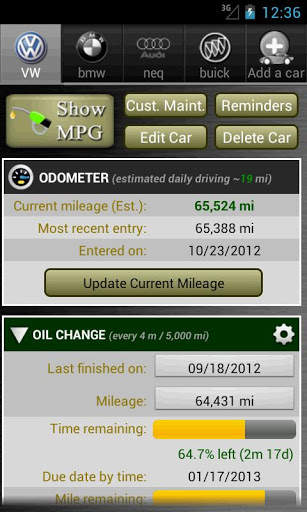 Car Maintenance Reminder Lite screenshot 1