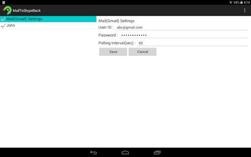 Mail To Skype Back screenshot 4