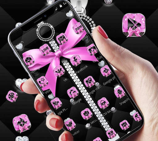 Pink Black Minny Bowknot Theme screenshot 2