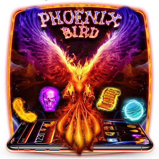 Neon Fire Phoenix Bird Theme أيقونة