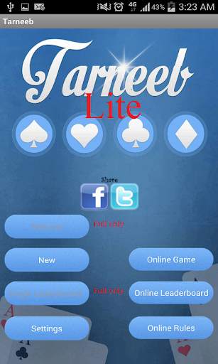 Tarneeb Lite screenshot 1