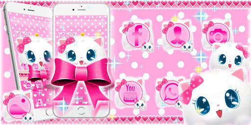 Cute Fluffy Kitten Pink Bow Theme screenshot 6