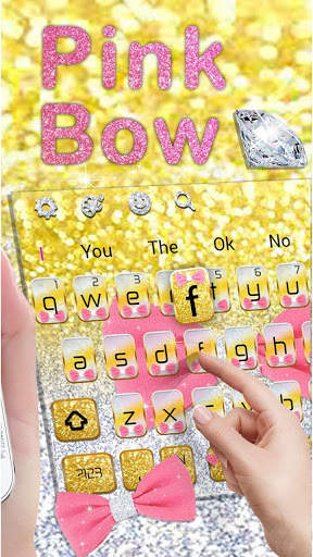 Glitter Pink Bow Keyboard Theme screenshot 2