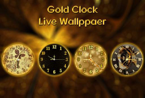 Gold Clock Live Wallpaper - Analog Clock Wallpaper screenshot 1