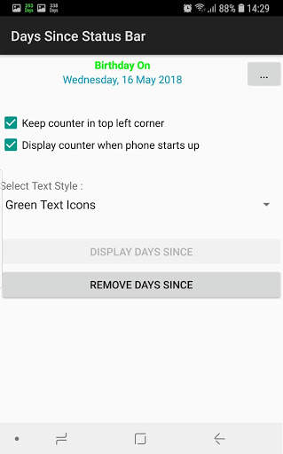 Days Since in Status Bar screenshot 3