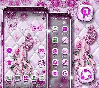 Pink Peacock Diamond Launcher Theme screenshot 1