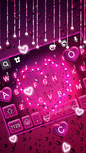 Neon Streaks Heart Keyboard Background screenshot 2