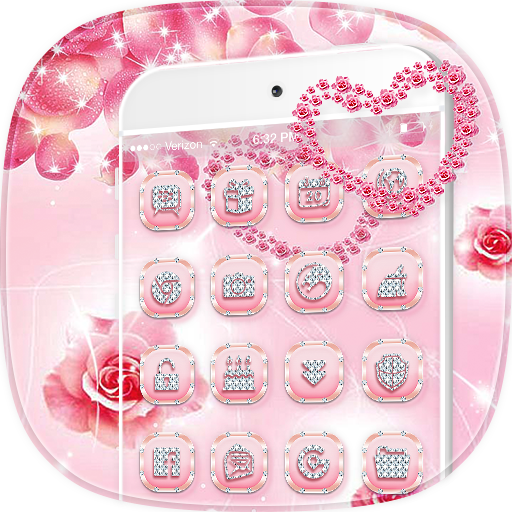 Rosa Rosa Diamante Tema icon