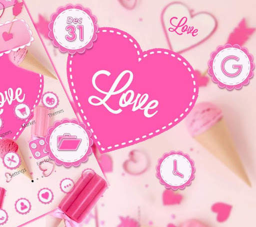 Love Pink Heart Candy Theme screenshot 2