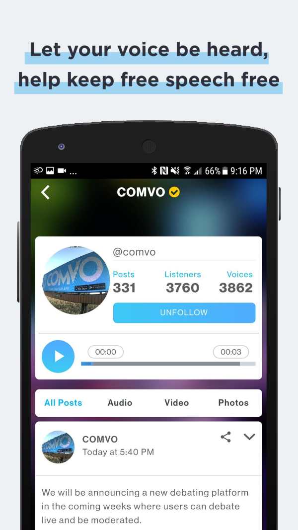 Comvo - The Free Speech Social Network screenshot 4