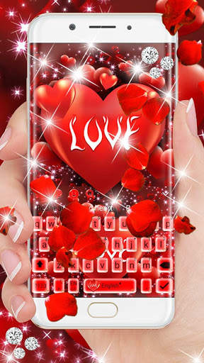 Lovely Red Rose Heart Keyboard theme 1 تصوير الشاشة