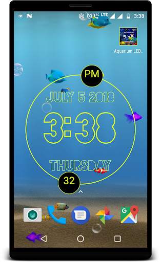 LED Digital Clock with Aquarium live wallpaper screenshot 3