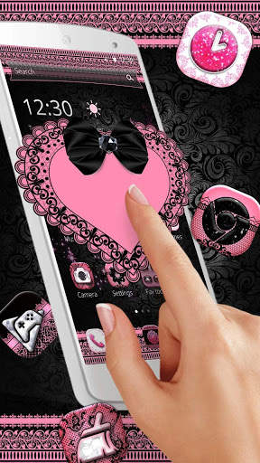 Pink Heart Lace Theme screenshot 1