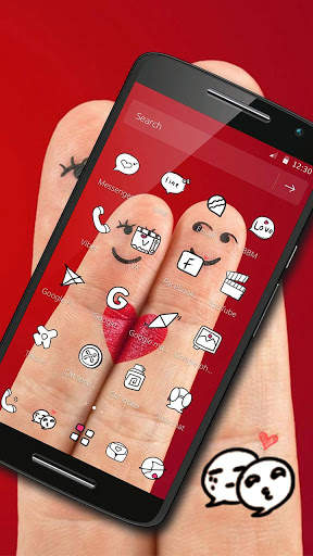 Red Lover Finger Romantic Heart Theme screenshot 3