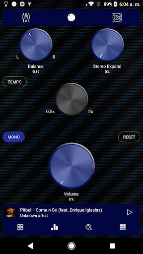 Poweramp v3 skin blue carbon screenshot 3