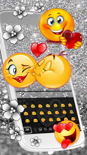 Silver Glitter Heart Keyboard screenshot 3