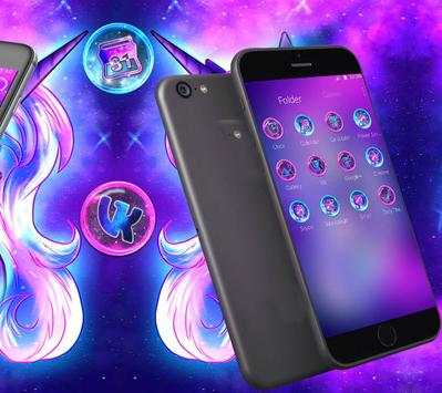 Cartoon Purple Galaxy Unicorn Theme screenshot 2