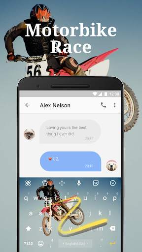 Motorbike Race Emoji Keyboard Theme for musically screenshot 4