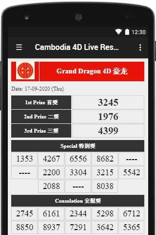 Cambodia 4D Live Results screenshot 2