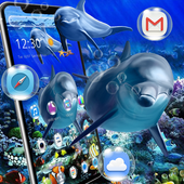 Blue Aquatic Dolphin Theme icon
