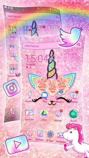 Flower Unicorn Cat Launcher Theme Live Wallpapers screenshot 2