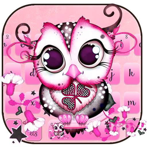 Cartoon Owl Pink Keyboard Theme 10002000