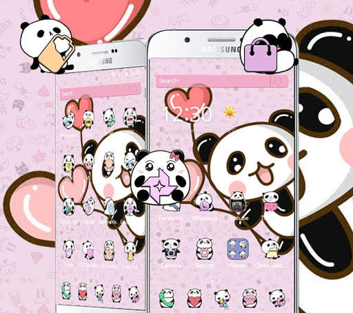 Pink cartoon Cute Panda Wallpaper screenshot 2