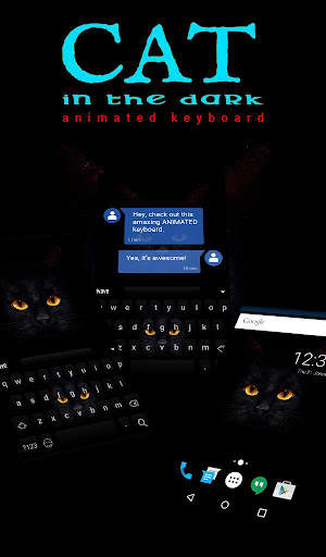 Dark Cat Animated Keyboard + Live Wallpaper स्क्रीनशॉट 1