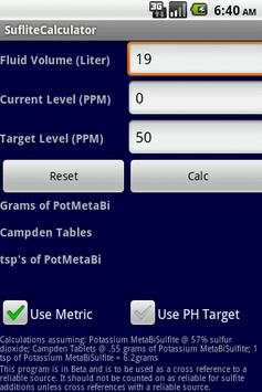 Sulfite/Sulfate Calculator screenshot 1