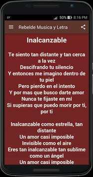 Rebelde Música y Letra screenshot 2