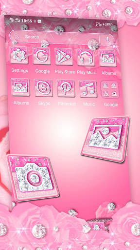 Pink Flower Diamond Launcher Theme screenshot 3