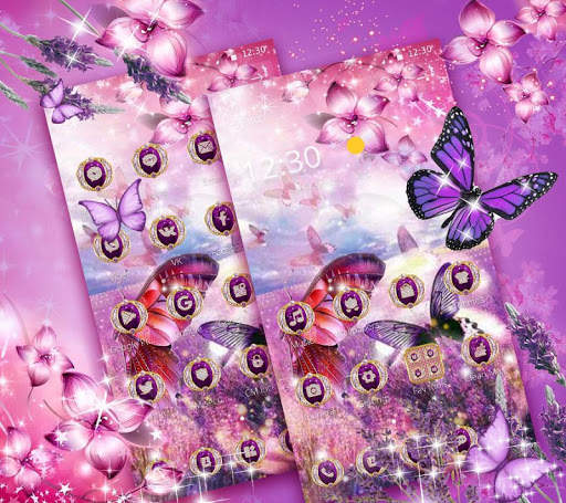 HD Violet Lavender Butterfly Theme 3 تصوير الشاشة