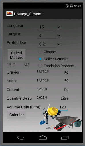 Dosage Ciment Beton Concrete screenshot 2