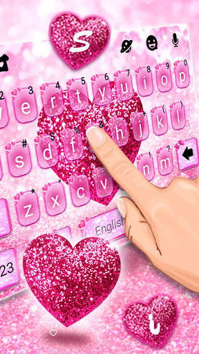 Pink Glitter Heart Keyboard Theme screenshot 2