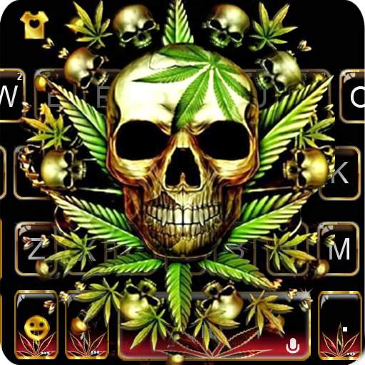 Gold Weed Skull Keyboard Theme 6.0.1130_7