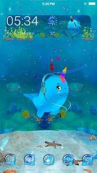 Animated Unicorn Fish Launcher Theme. screenshot 2