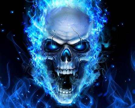 3D Blue Fire Skull Theme Wallpapers screenshot 4