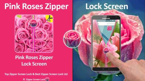 Pink Roses Zipper Lock Screen screenshot 1