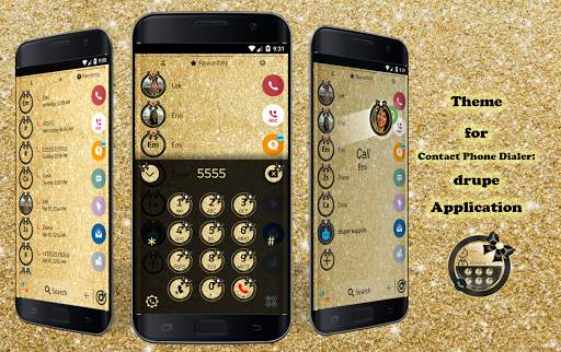Glitter Gold Bow Phone Dialer Theme screenshot 1