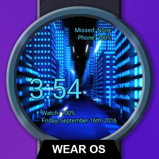 Watch Face Neon City Wallpaper- Wear OS Smartwatch 2.12.14