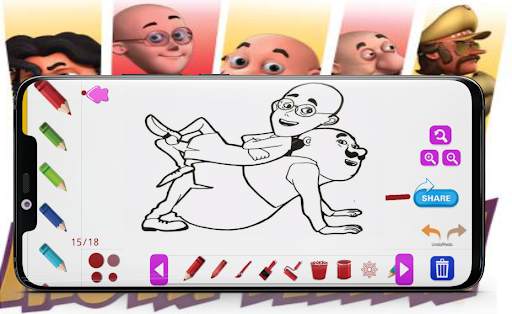 Motu Drawing or Coloring Game-Patlu Sketching Game screenshot 3