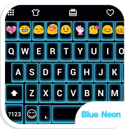 Neon Blue Emoji Keyboard Theme 1.0.5