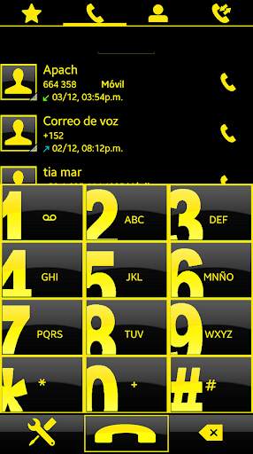 THEME SWIPE DIALER BIG BLACK YELLOW screenshot 1