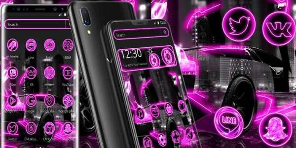 Tema mobil neon ungu screenshot 4