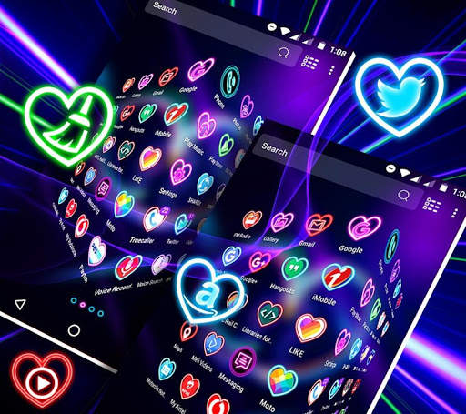 Neon Heart Launcher Theme screenshot 4